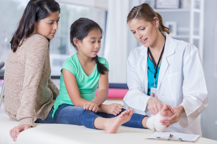 little girl at pediatric urgent care clinic
