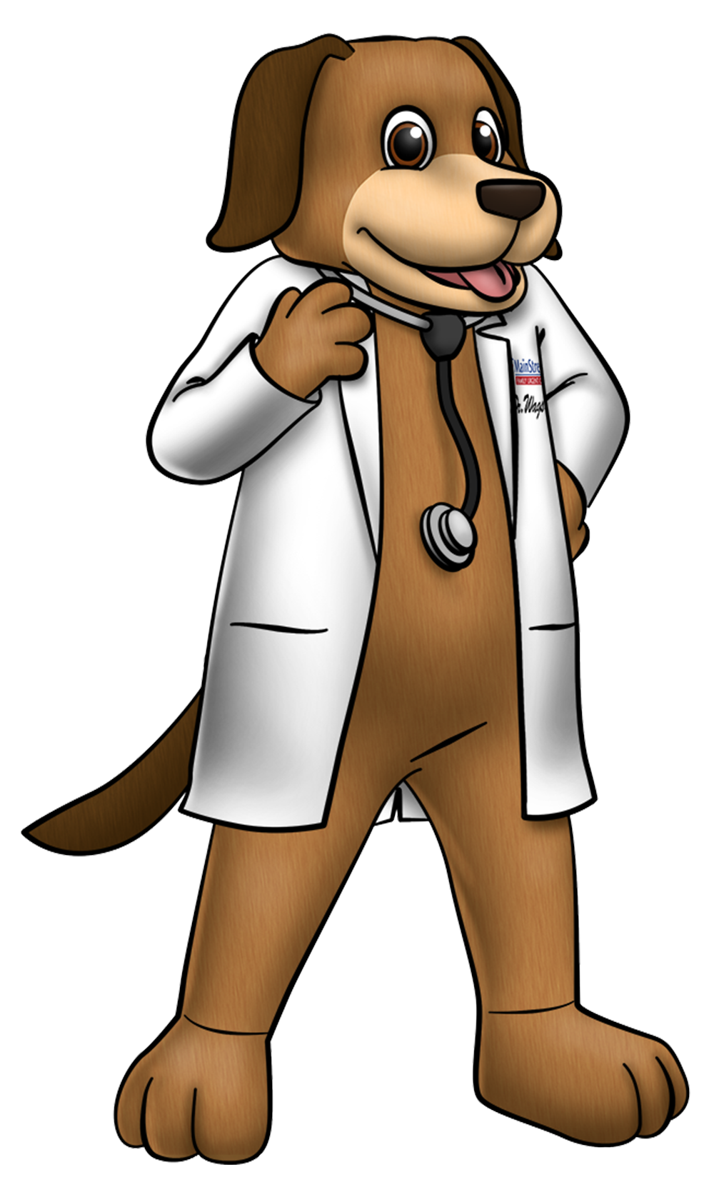 Dr Wags mascot of KidsStreet Urgent Care