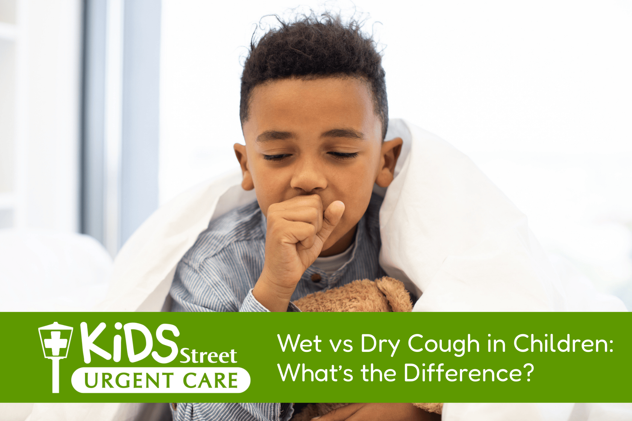Little boy coughing featured image for Wet vs Dry Cough in Children: What’s the Difference? blog