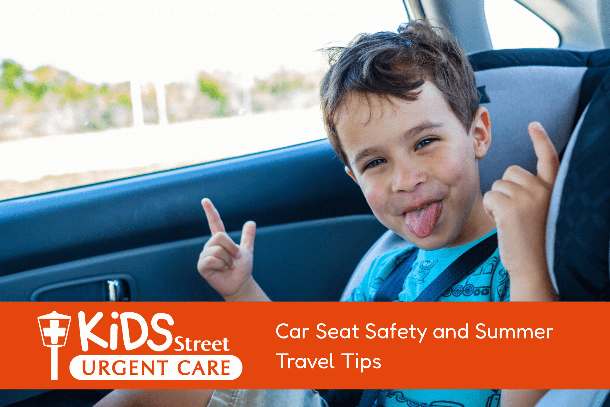 Little boy in a carseat during the summer as featured image for KidsStreet Urgent Care Blog